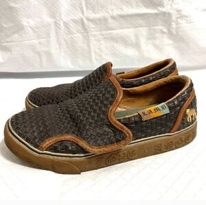 Lamb Gwen Stefani Y2K Slip On Sneakers Brown Woven Leather Shoes Size 8